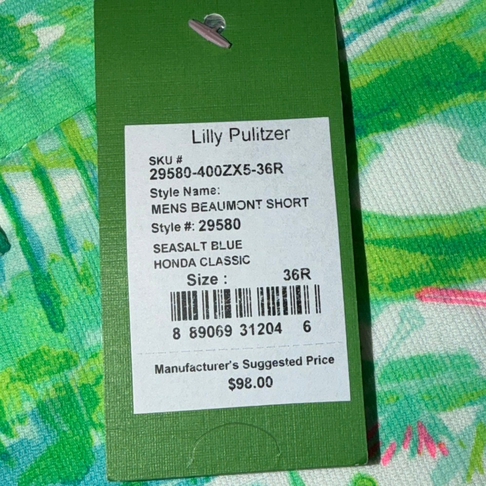 Lilly Pulitzer Mens Beaumont Short 36 Seasalt Blue Honda Classic Tropical Print - Picture 3 of 6